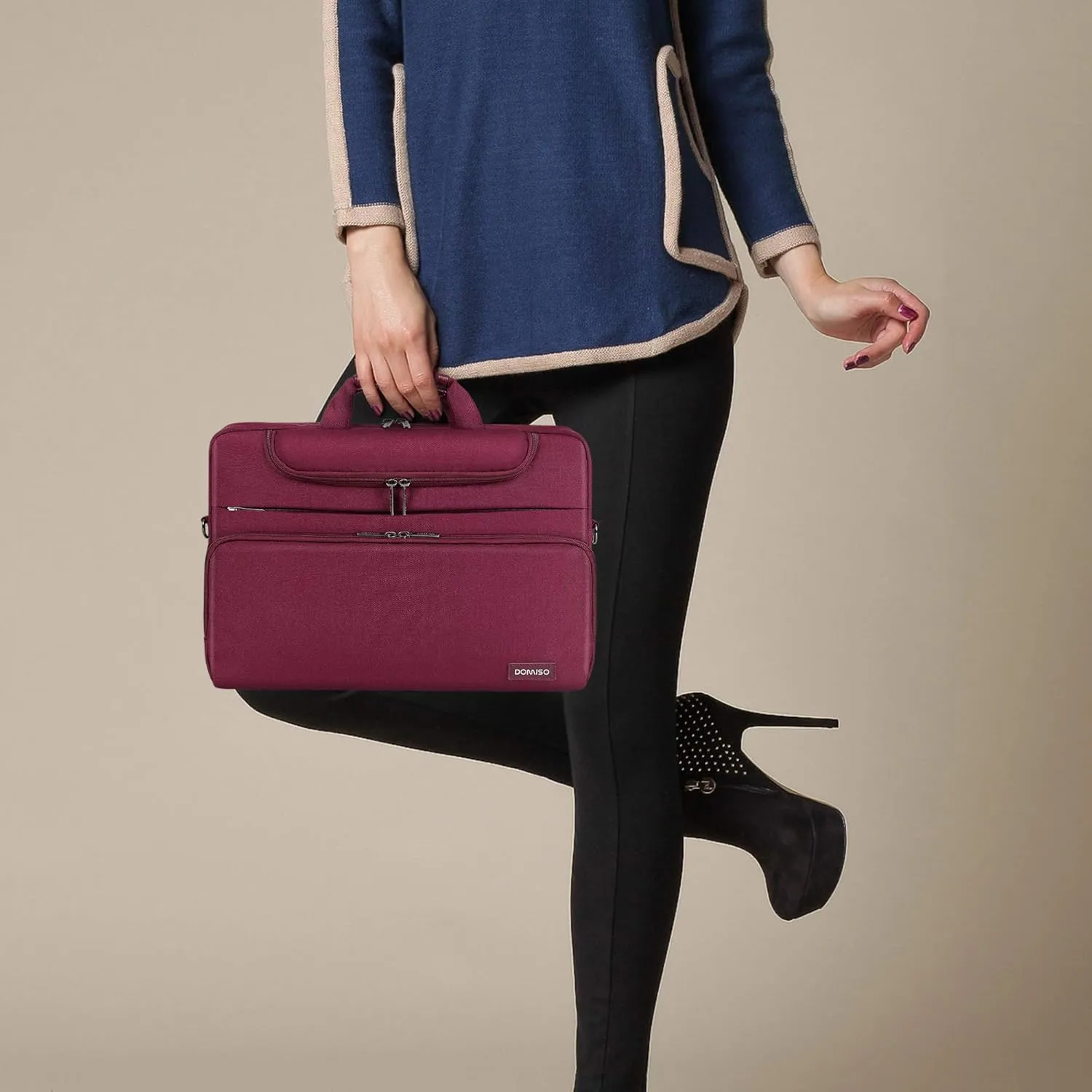 DOMISO 14 Inch Multi-Functional Laptop Sleeve Business Briefcase Waterproof Messenger Shoulder Bag for 14" Laptops/Chromebook/Ultrabook/Apple/Lenovo/HP/Dell/ASUS/Acer, Purple