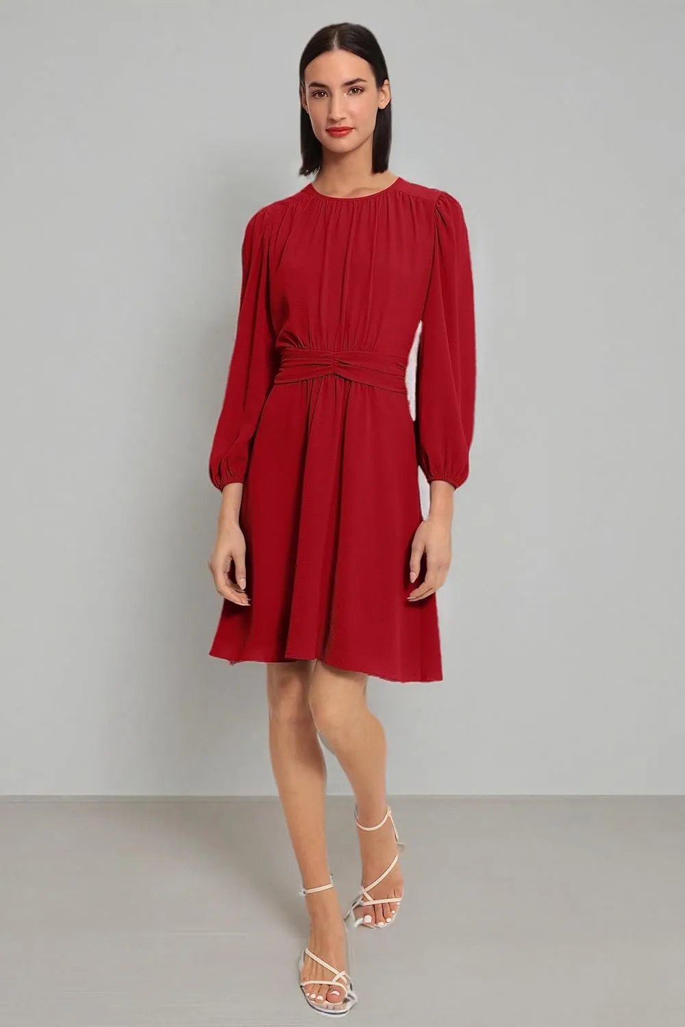 Donna Morgan Women's Long Sleeve Twist Waist Dress