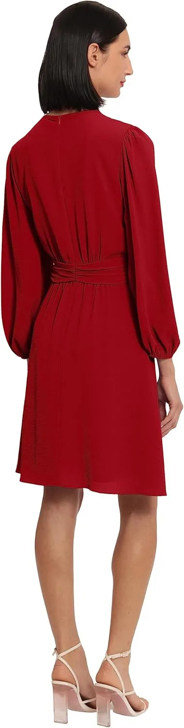 Donna Morgan Women's Long Sleeve Twist Waist Dress