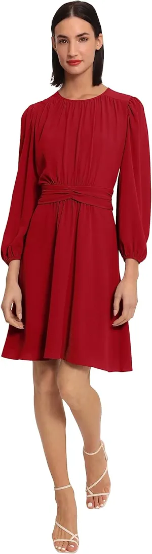 Donna Morgan Women's Long Sleeve Twist Waist Dress