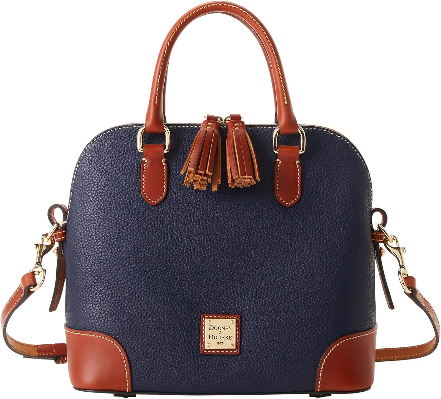 Dooney & Bourke Handbag, Pebble Grain Domed Satchel - Midnight Blue