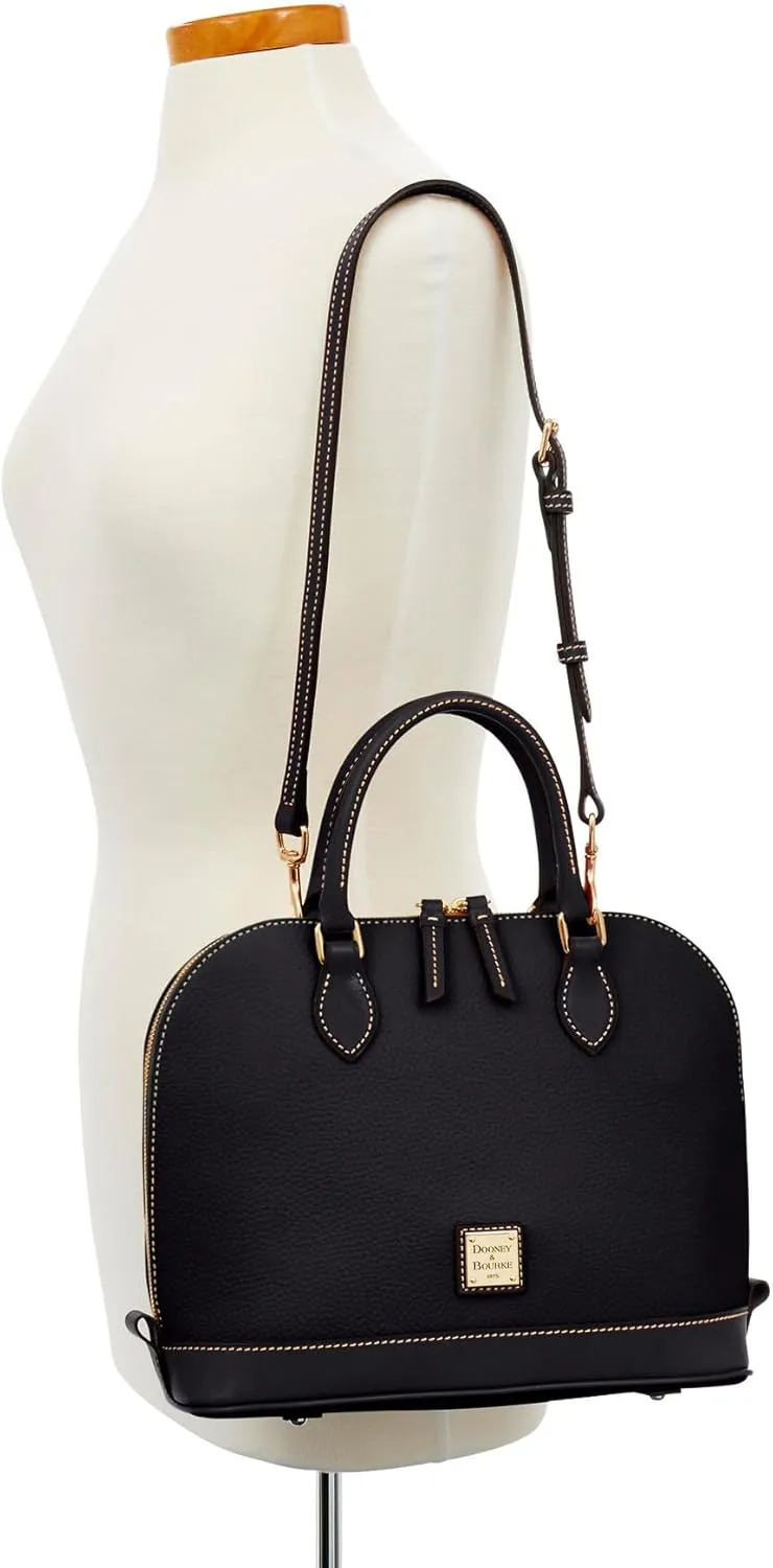Dooney & Bourke Women's Zip Zip Satchel in Pebble Grain Leather, Large Handbag with Adjustable & Detachable Shoulder Strap