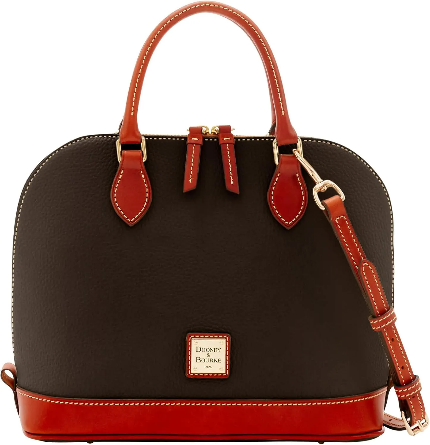 Dooney & Bourke Women's Zip Zip Satchel in Pebble Grain Leather, Large Handbag with Adjustable & Detachable Shoulder Strap