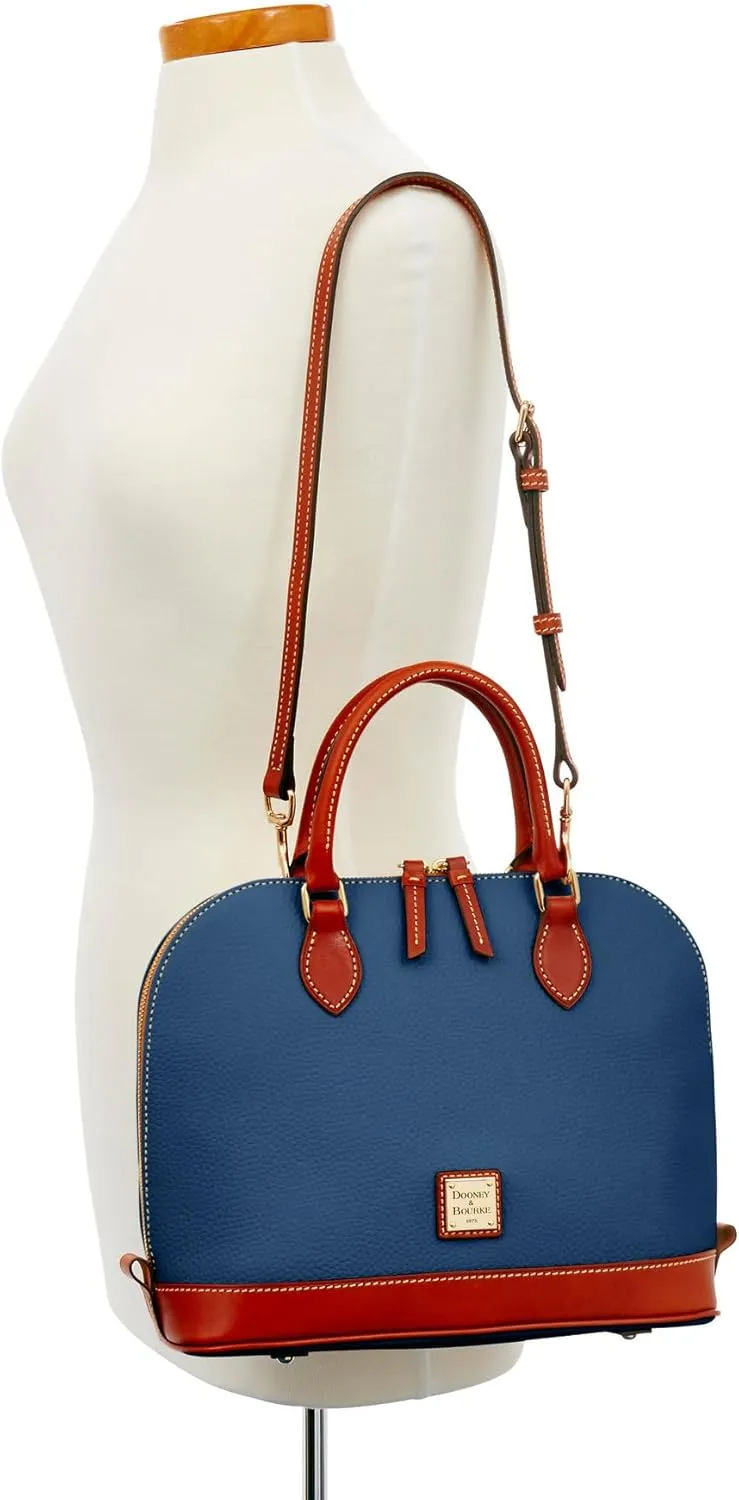 Dooney & Bourke Women's Zip Zip Satchel in Pebble Grain Leather, Large Handbag with Adjustable & Detachable Shoulder Strap