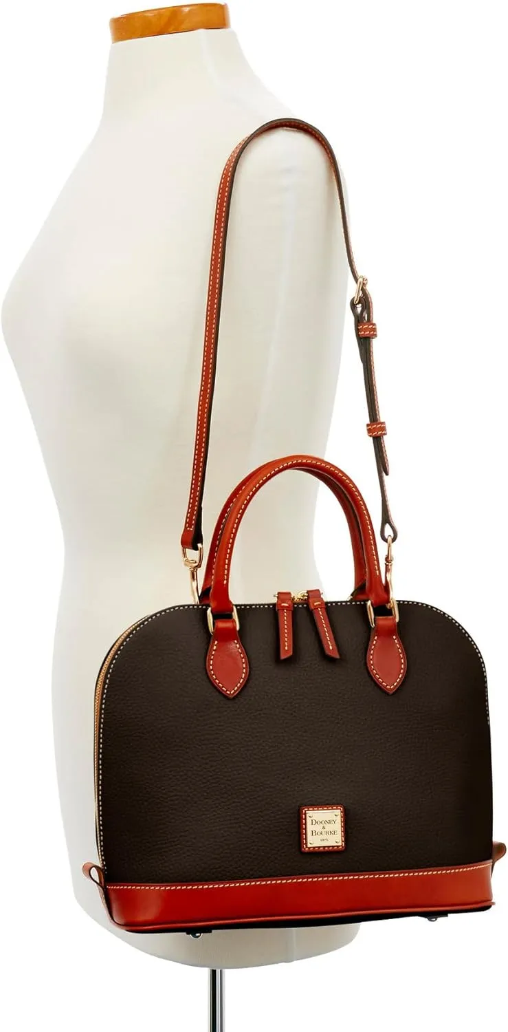 Dooney & Bourke Women's Zip Zip Satchel in Pebble Grain Leather, Large Handbag with Adjustable & Detachable Shoulder Strap