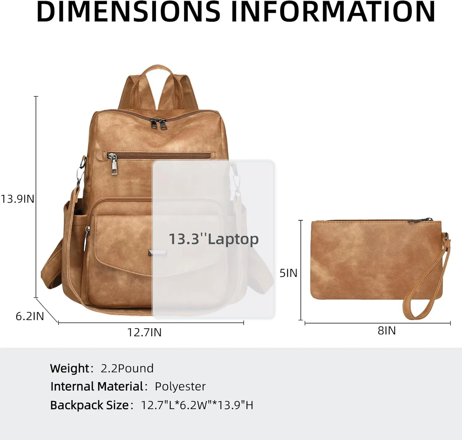 Dora & Liz Women's Leather Backpack Purse Fashion Travel Backpack Designer Convertible Shoulder Bag Work Handbag with Wristlet (Blue)