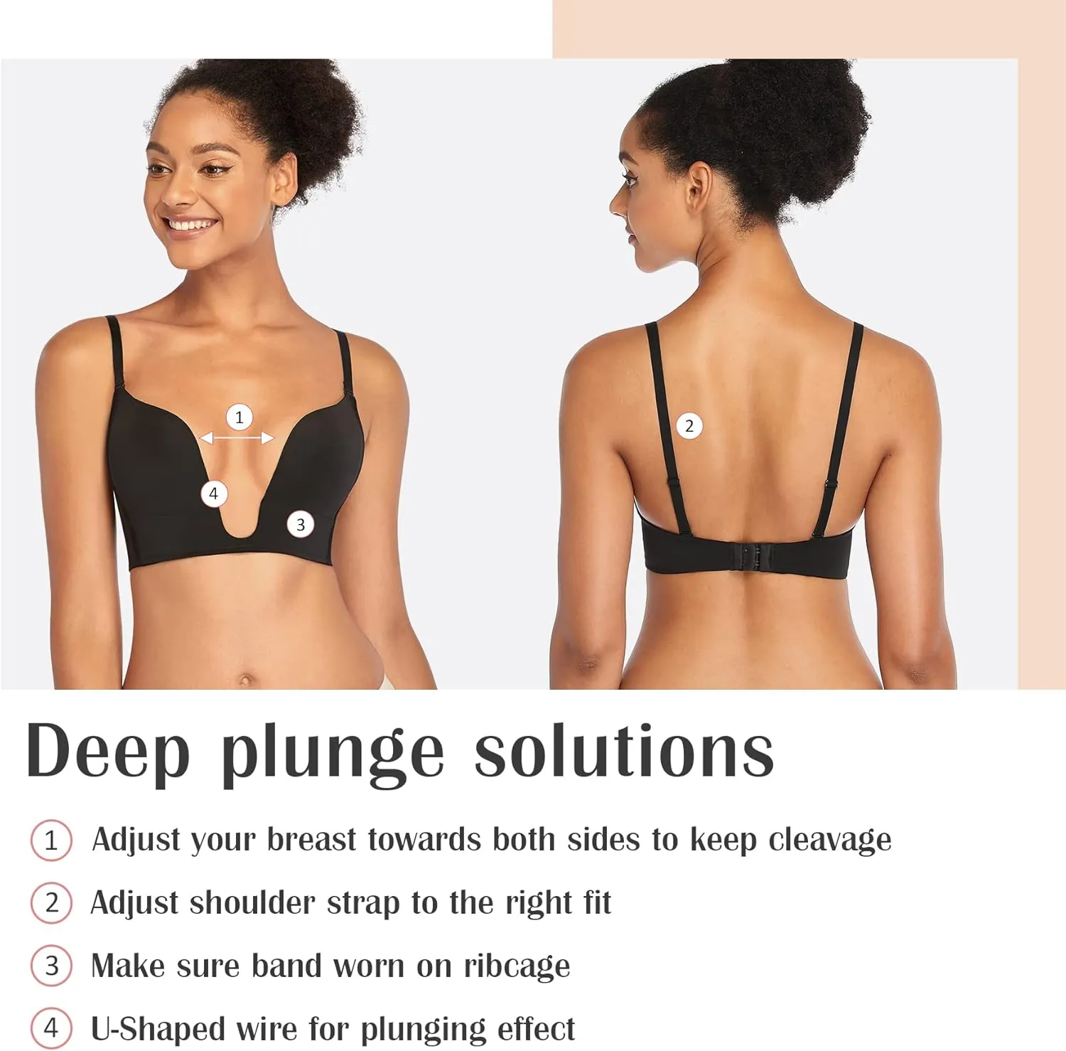 DotVol Women's Deep Plunge Bra Convertible Push up Low Cut Seamless Wireless Bra