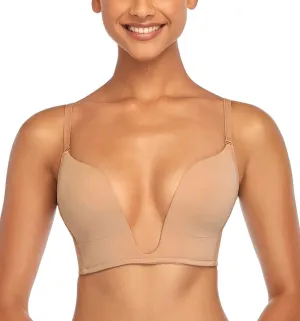DotVol Women's Deep Plunge Bra Convertible Push up Low Cut Seamless Wireless Bra
