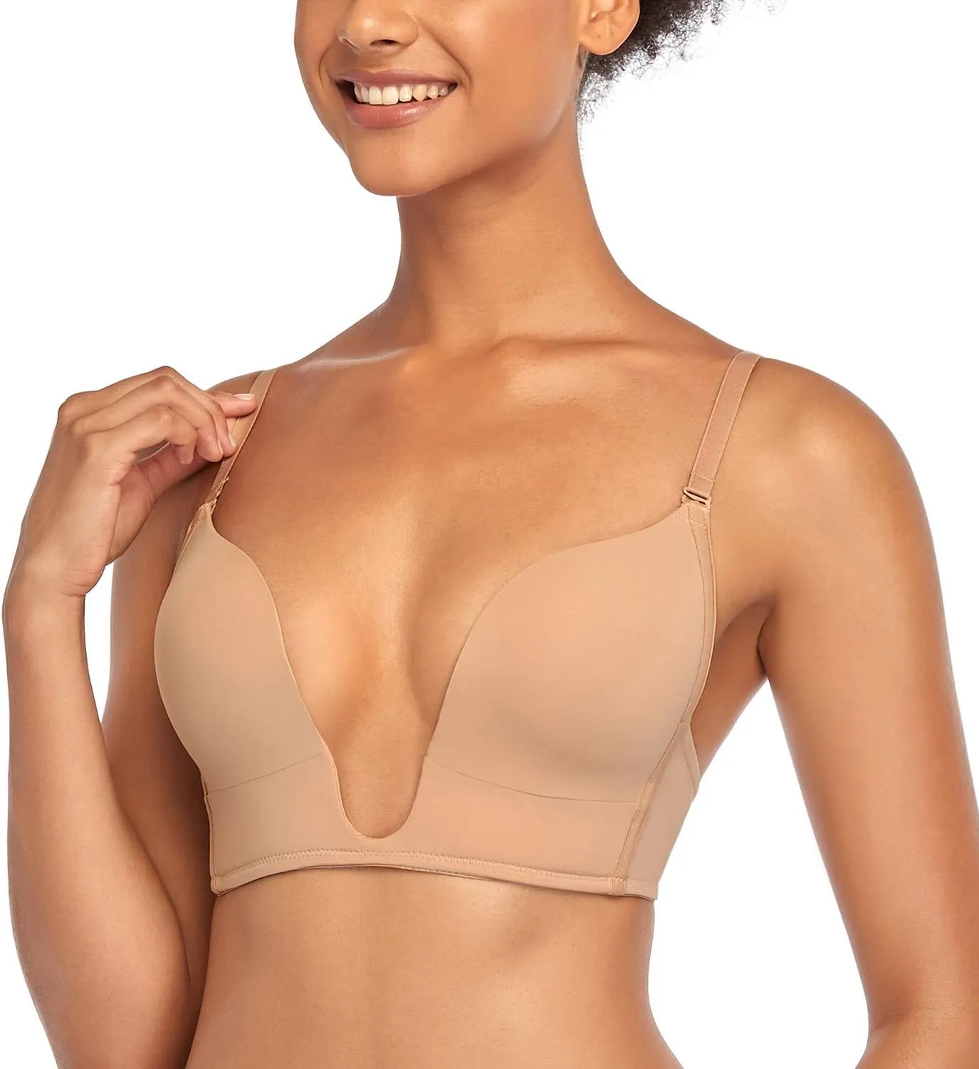 DotVol Women's Deep Plunge Bra Convertible Push up Low Cut Seamless Wireless Bra