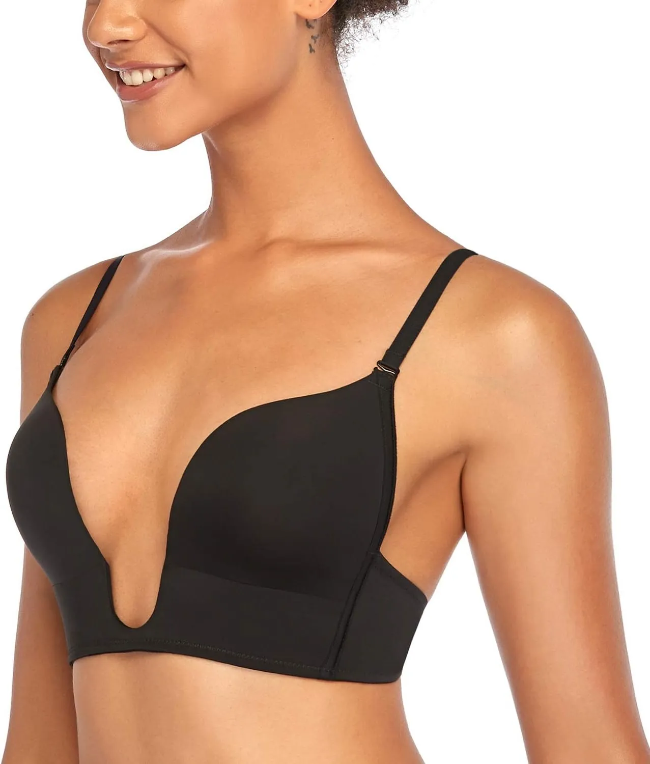 DotVol Women's Deep Plunge Bra Convertible Push up Low Cut Seamless Wireless Bra