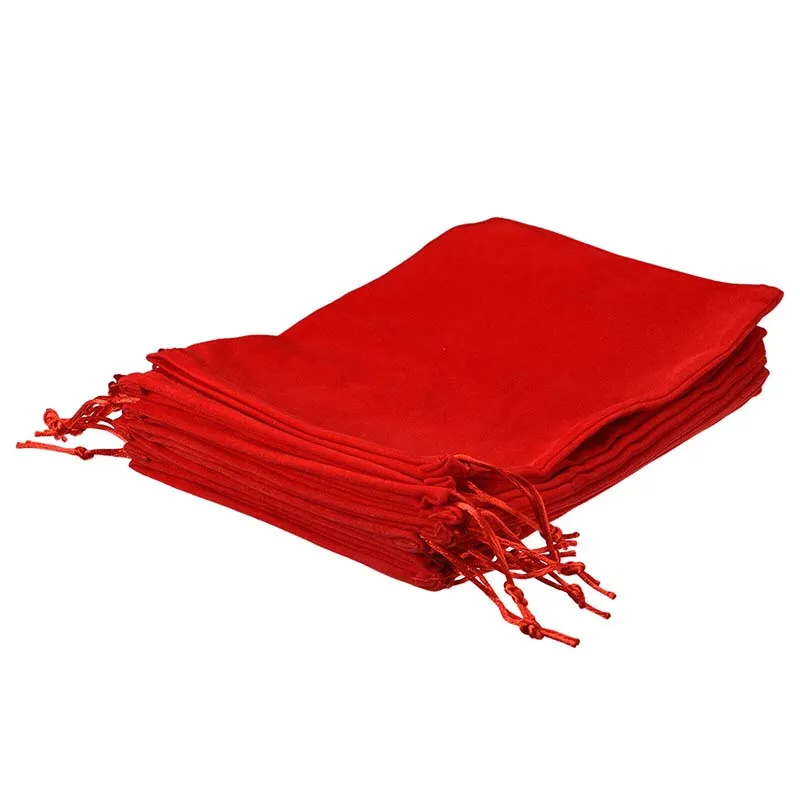 Double Sided Red Velvet Drawstring Bags - 4 Sizes