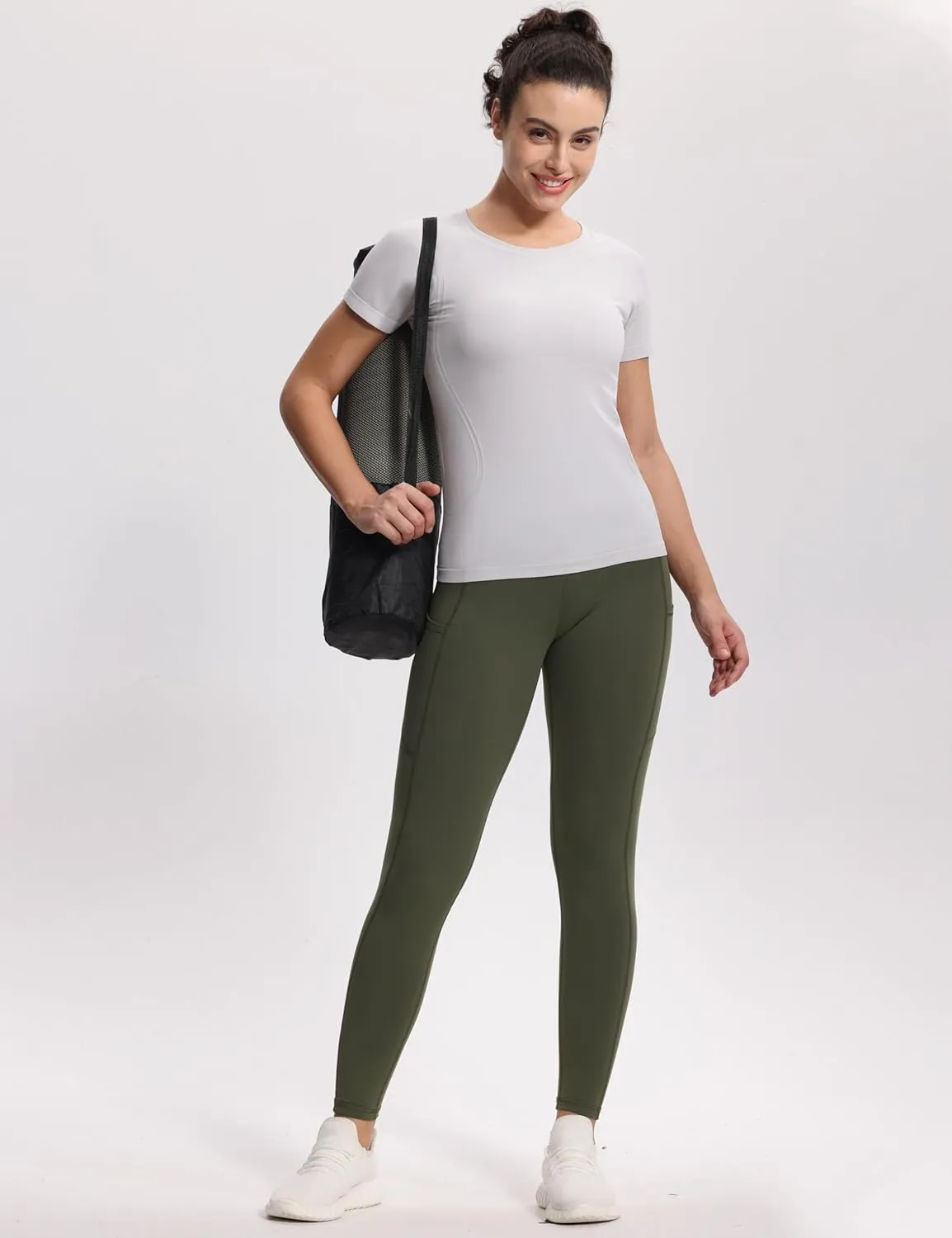 Dragon Fit High Waist Yoga Leggings with 3 Pockets,Tummy Control Workout Running 4 Way Stretch Yoga Pants