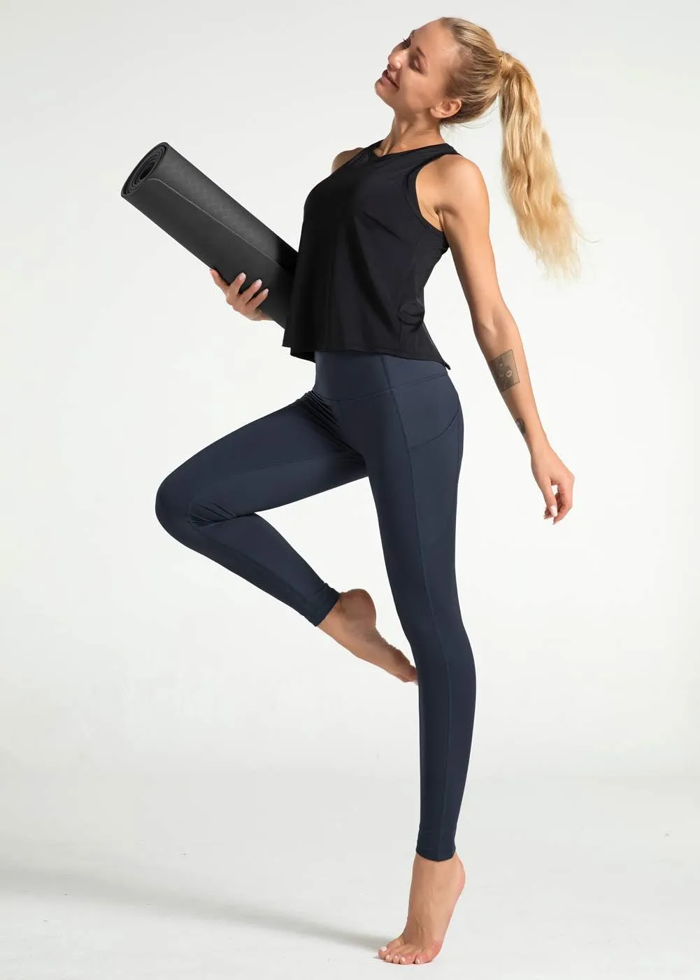 Dragon Fit High Waist Yoga Leggings with 3 Pockets,Tummy Control Workout Running 4 Way Stretch Yoga Pants