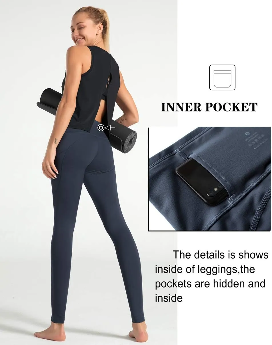 Dragon Fit High Waist Yoga Leggings with 3 Pockets,Tummy Control Workout Running 4 Way Stretch Yoga Pants