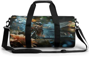 Dragonfly Flying on The Pond Gym Bag Small Travel Duffle Bag with Compartment Carry On Weekender Bag for Women Men