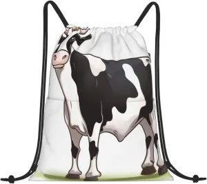 Drawstring Backpack Gym Bag Cinch Bag Draw String Back Bag Dairy Cow Drawstring Bags for Travel