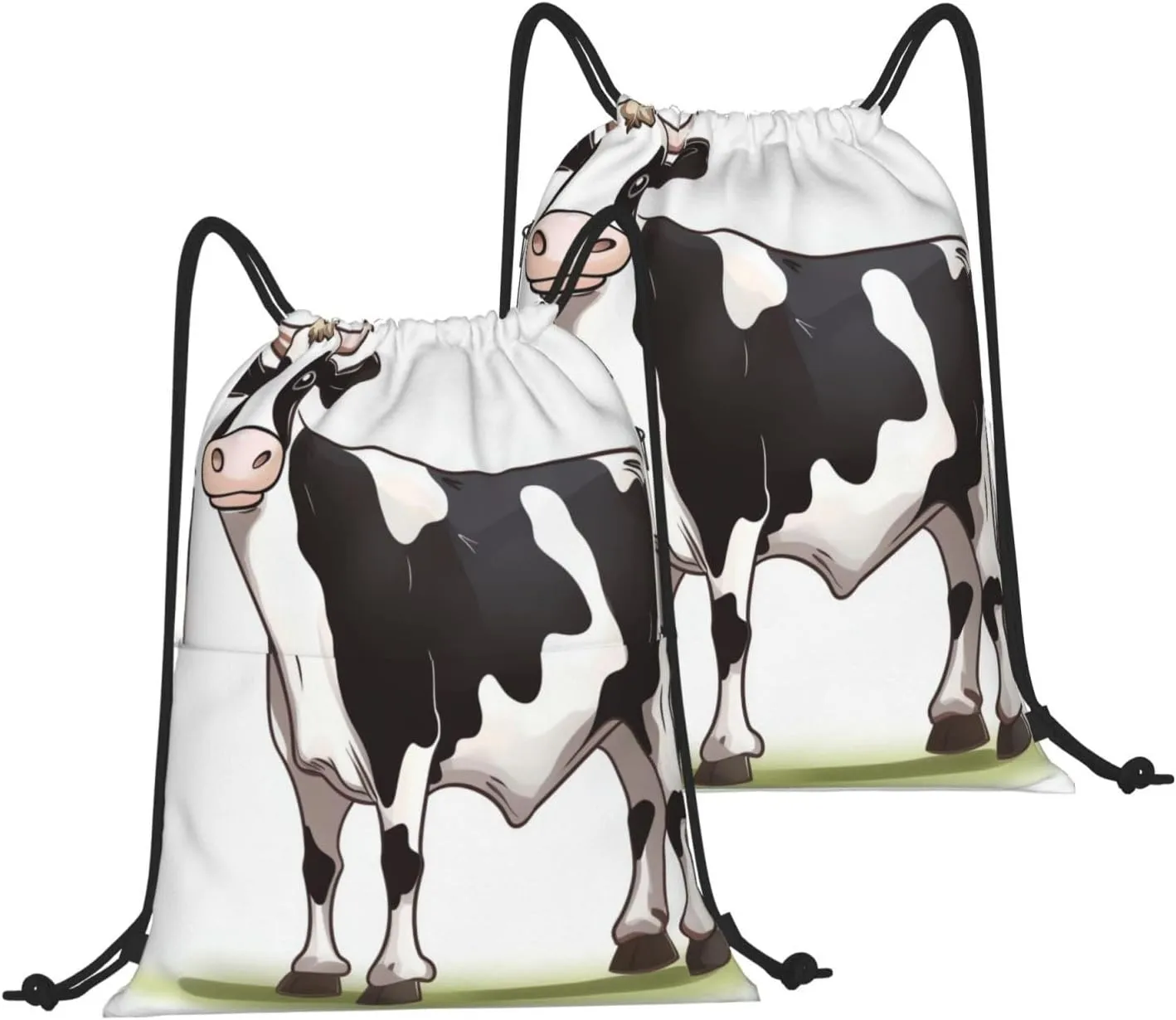 Drawstring Backpack Gym Bag Cinch Bag Draw String Back Bag Dairy Cow Drawstring Bags for Travel