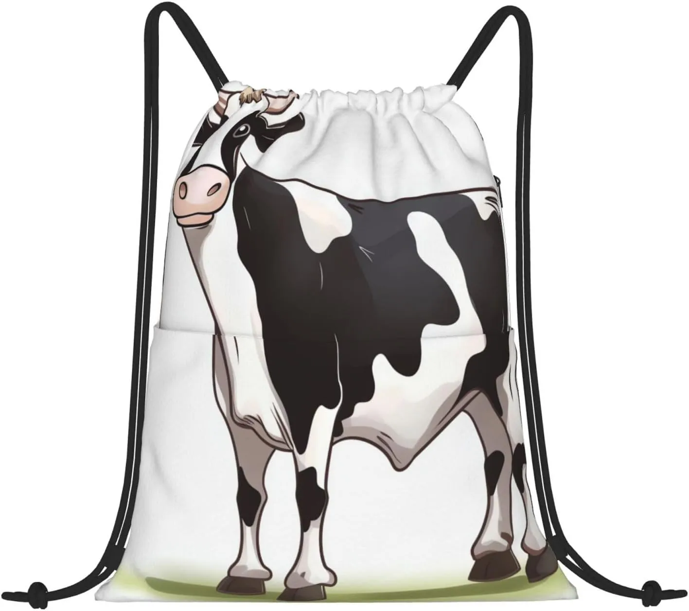 Drawstring Backpack Gym Bag Cinch Bag Draw String Back Bag Dairy Cow Drawstring Bags for Travel