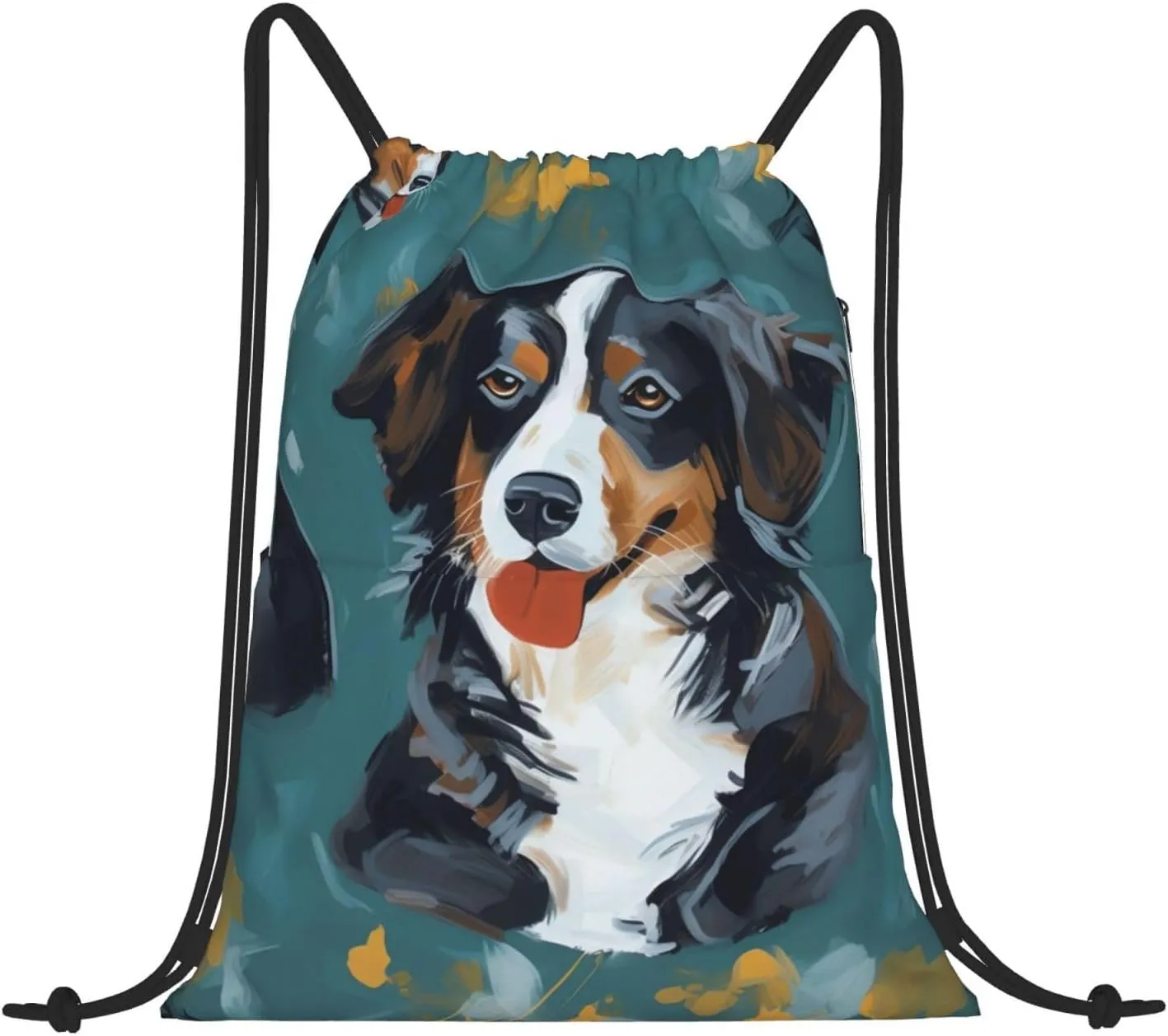Drawstring Backpack Gym Bag Cinch Bag Draw String Back Bag Painting Dog Drawstring Bags for Travel