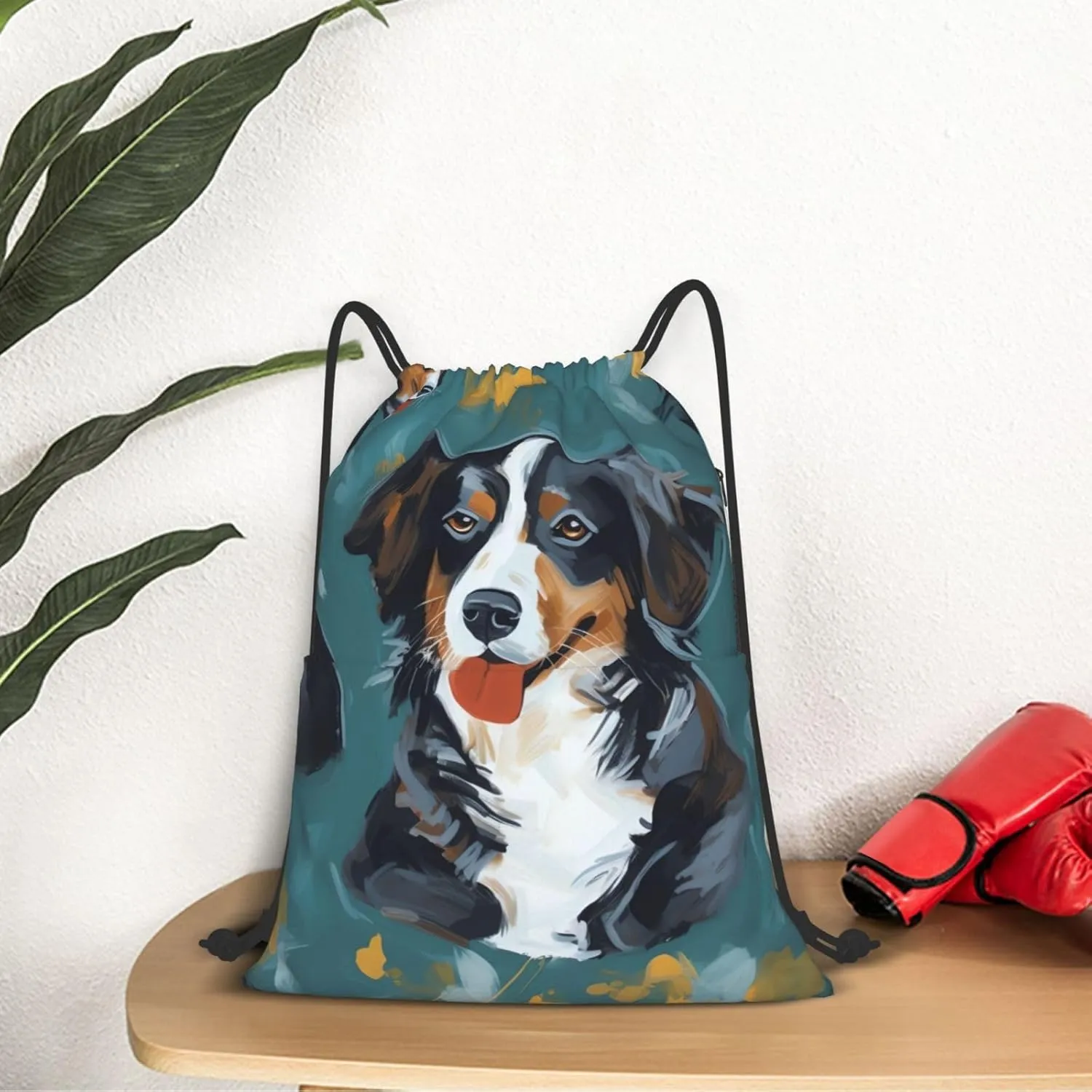 Drawstring Backpack Gym Bag Cinch Bag Draw String Back Bag Painting Dog Drawstring Bags for Travel