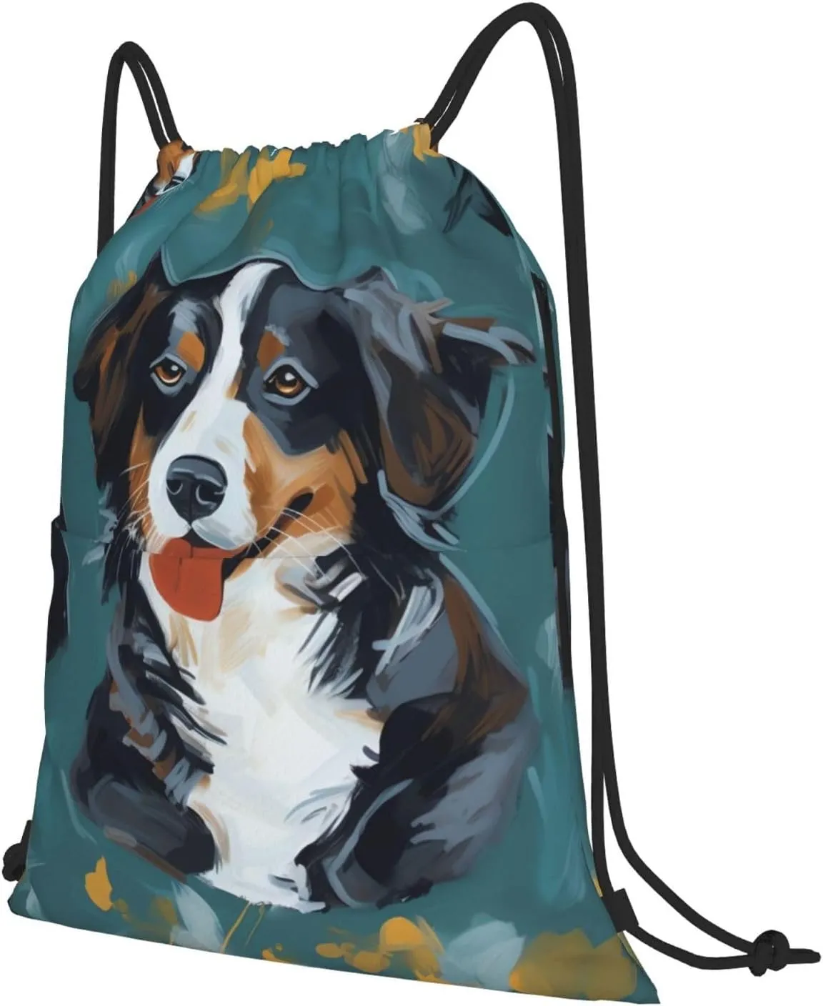 Drawstring Backpack Gym Bag Cinch Bag Draw String Back Bag Painting Dog Drawstring Bags for Travel