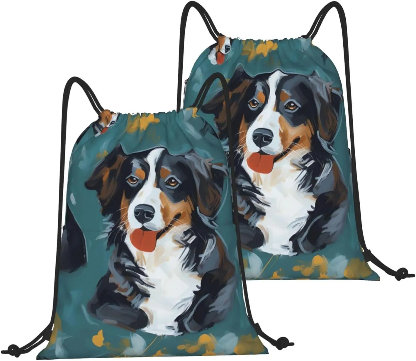 Drawstring Backpack Gym Bag Cinch Bag Draw String Back Bag Painting Dog Drawstring Bags for Travel