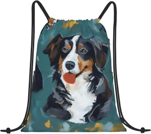 Drawstring Backpack Gym Bag Cinch Bag Draw String Back Bag Painting Dog Drawstring Bags for Travel