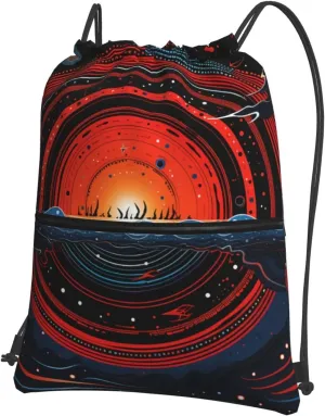 Drawstring Backpack Gym Bag Cinch Bag Draw String Back Bag Saturn Oceans Drawstring Bags for Travel