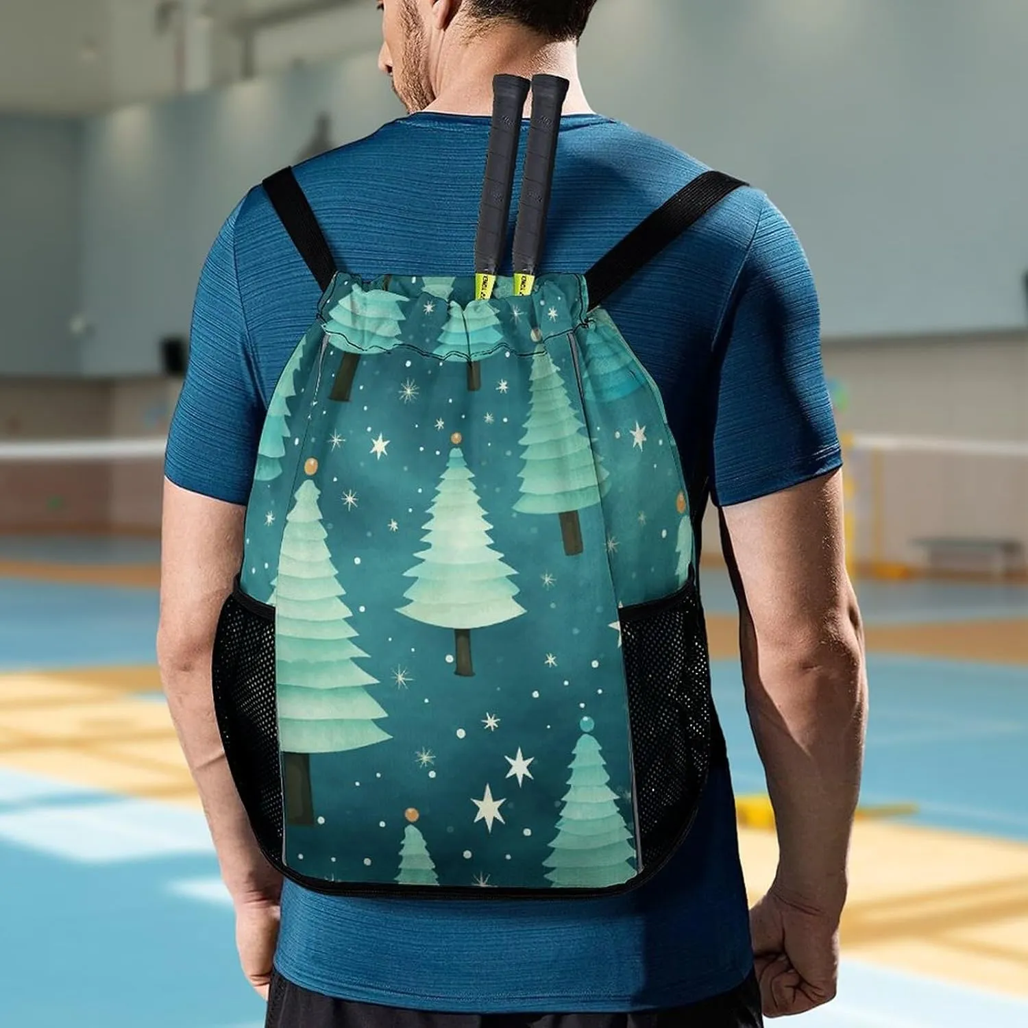 Drawstring Backpack Gym Drawstring Bag for Men Blue Star Pattern Draw String Bags Gym Bag Cinch Bag