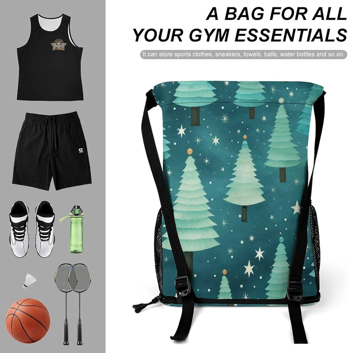 Drawstring Backpack Gym Drawstring Bag for Men Blue Star Pattern Draw String Bags Gym Bag Cinch Bag