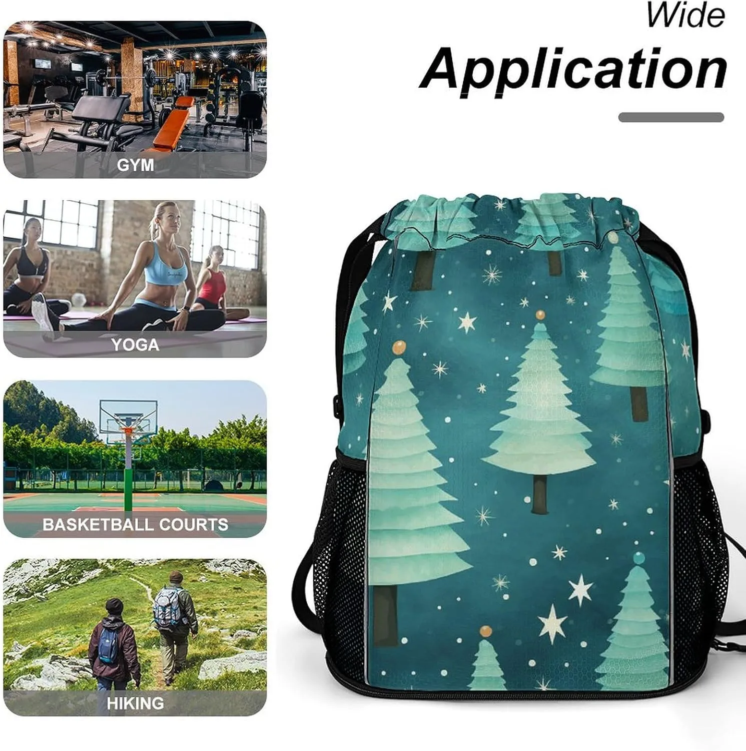 Drawstring Backpack Gym Drawstring Bag for Men Blue Star Pattern Draw String Bags Gym Bag Cinch Bag
