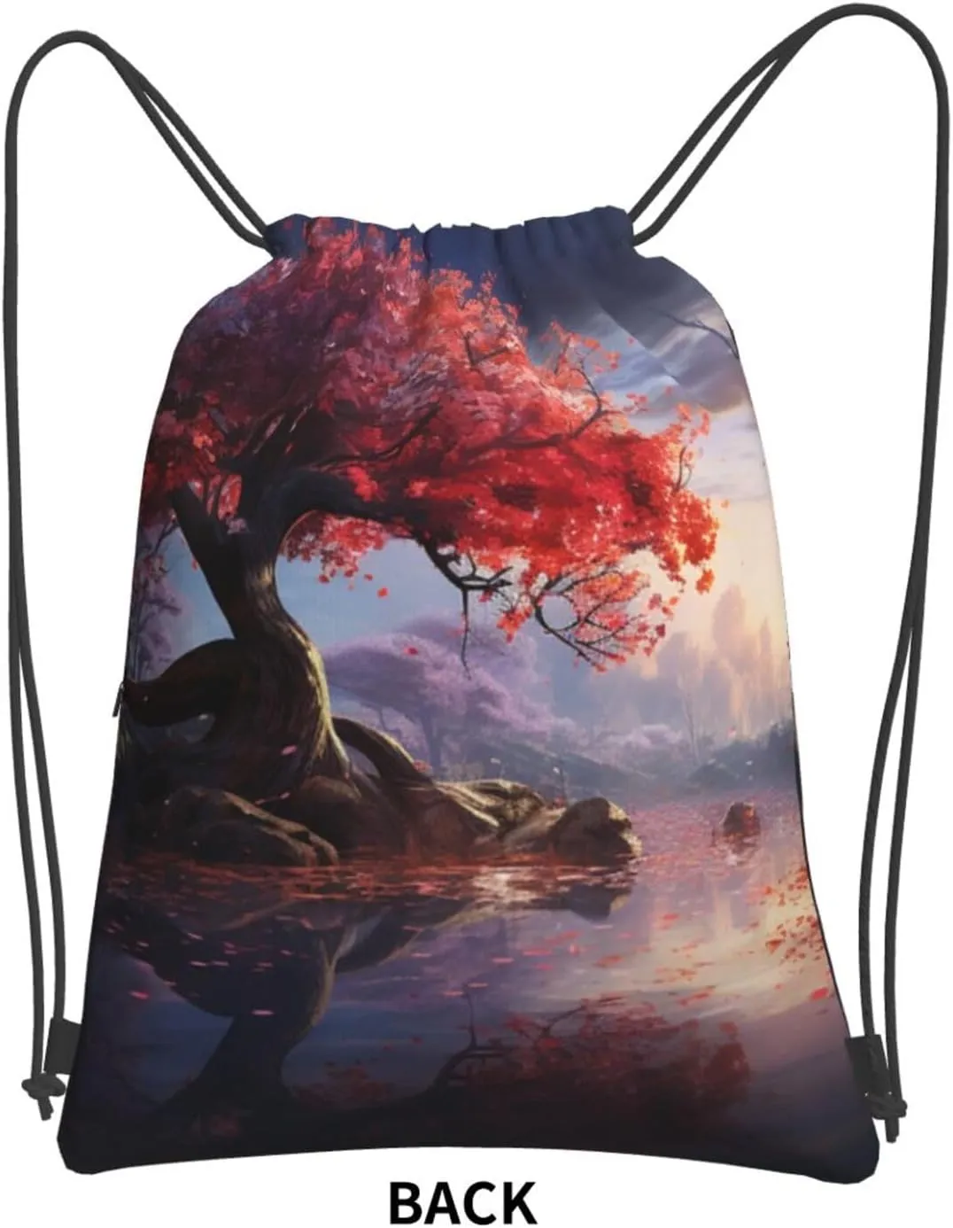 Drawstring Backpack Resistant Sackpack Fall Flowers Tree Scenery Sports Gym Bag String Bag for Women Men