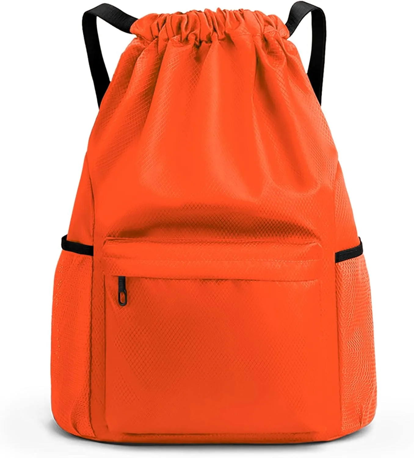 Drawstring Backpack, Small Gym Bag with Wet & Dry Compartment, Basketball Sackpack for Men Women, Sports Bag Backpack for Swim Soccer Accessories Essentials, Orange, Size L