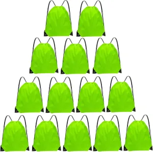Drawstring Bags Bulk 14 Pcs Drawstring Backpack Bulk Cinch Bag Sackpack for Men Women Gym (Light Green)