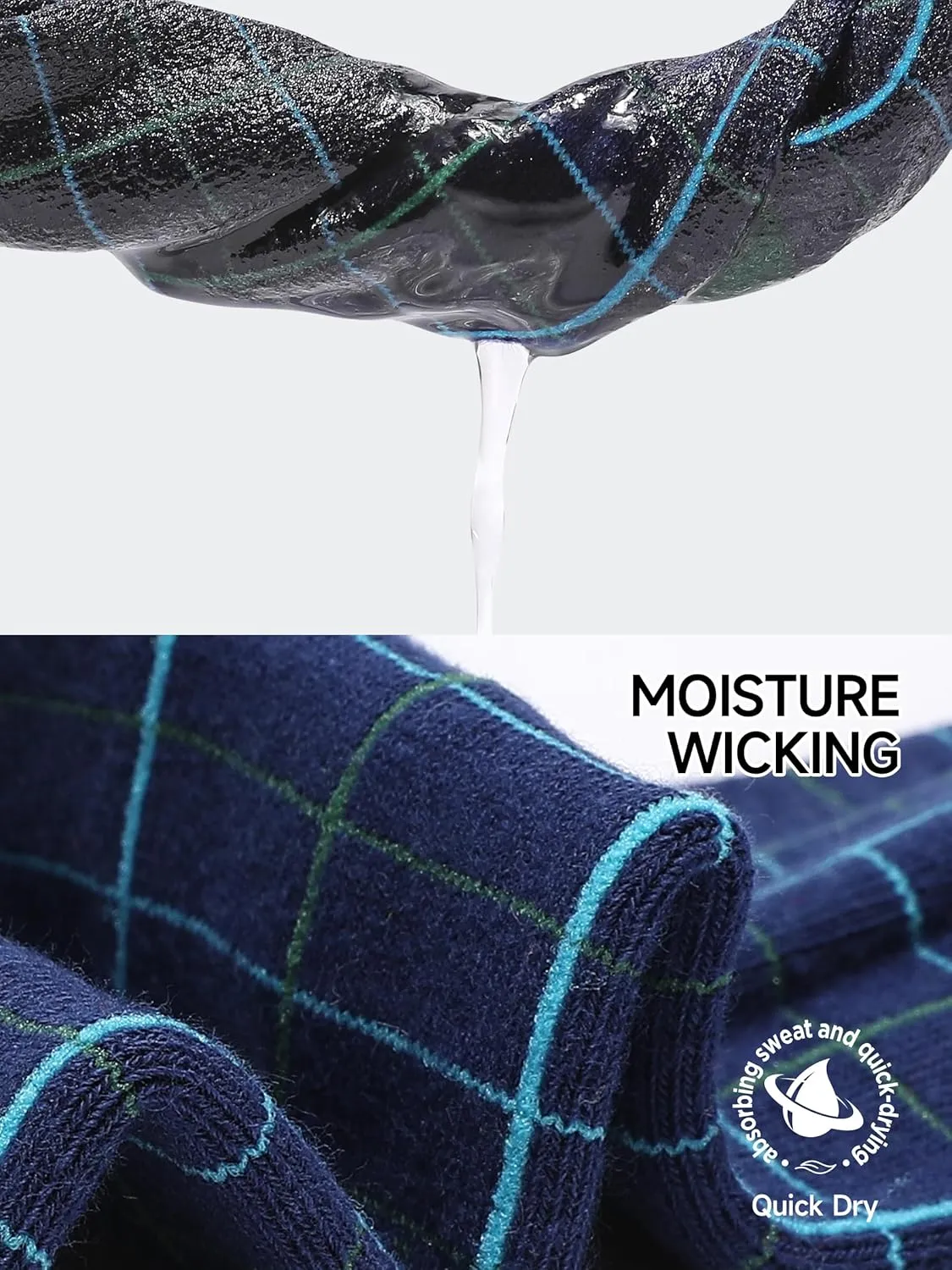 Dress Socks Combed Cotton Anti Odor Quick Dry Moisture Wikcing Size 8-13 Crew Socks