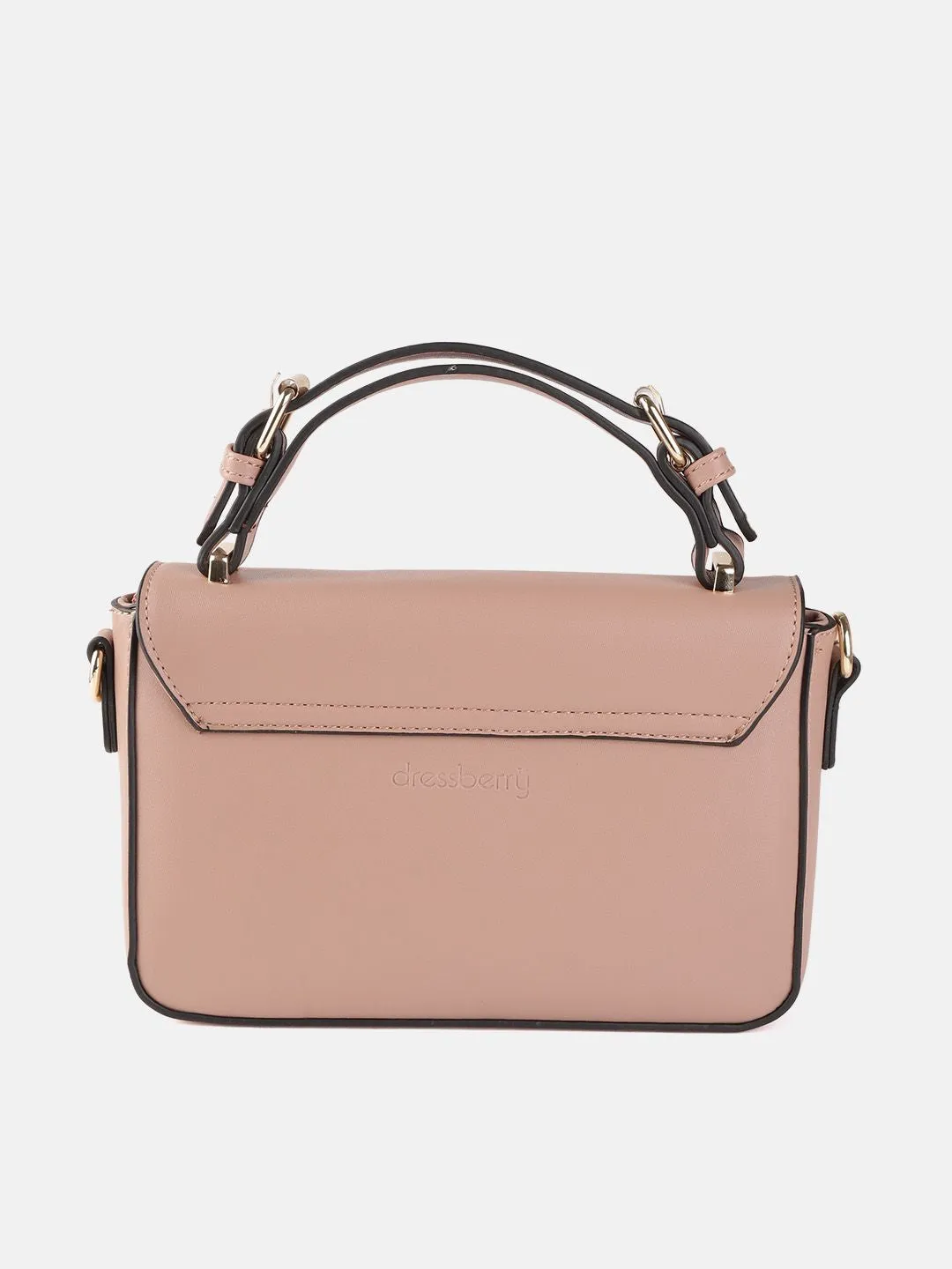 DressBerry Dusty Pink Solid Satchel Bag with Detachable Sling Strap