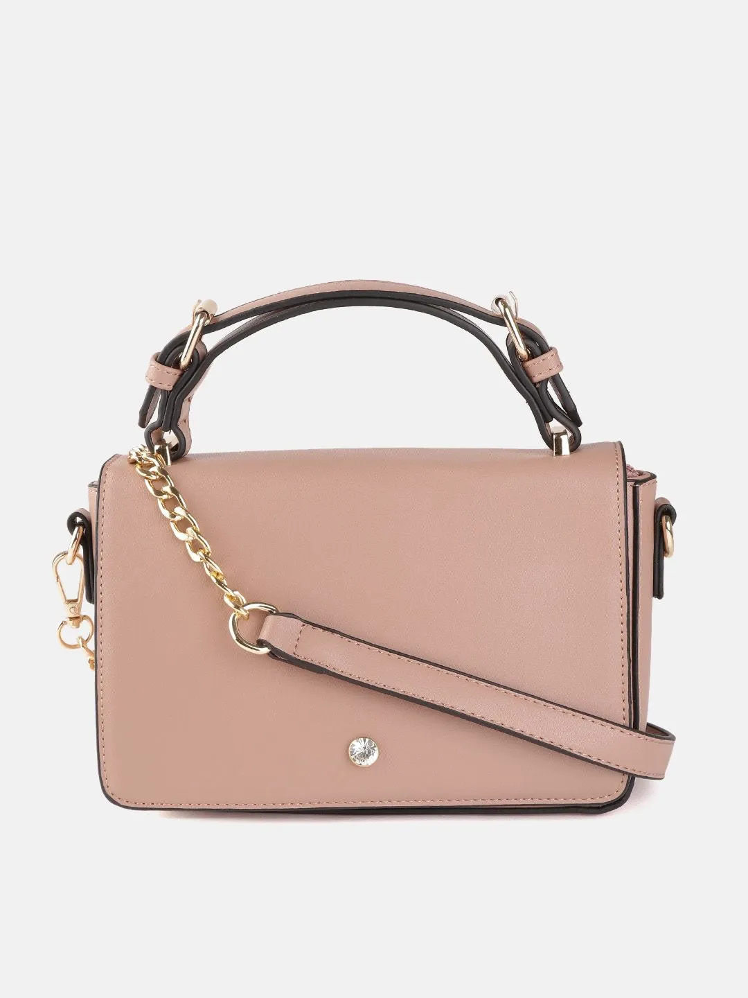 DressBerry Dusty Pink Solid Satchel Bag with Detachable Sling Strap