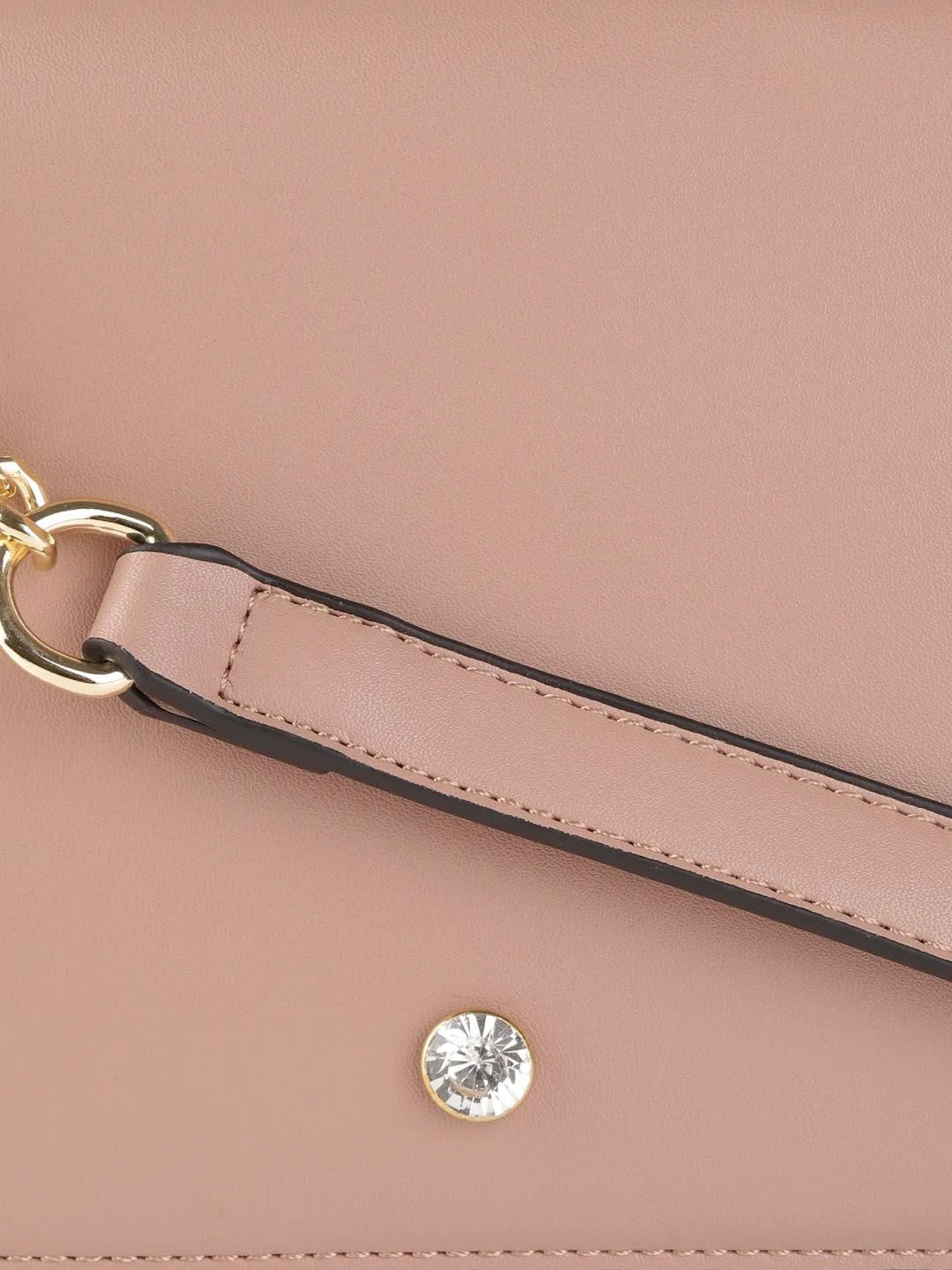 DressBerry Dusty Pink Solid Satchel Bag with Detachable Sling Strap