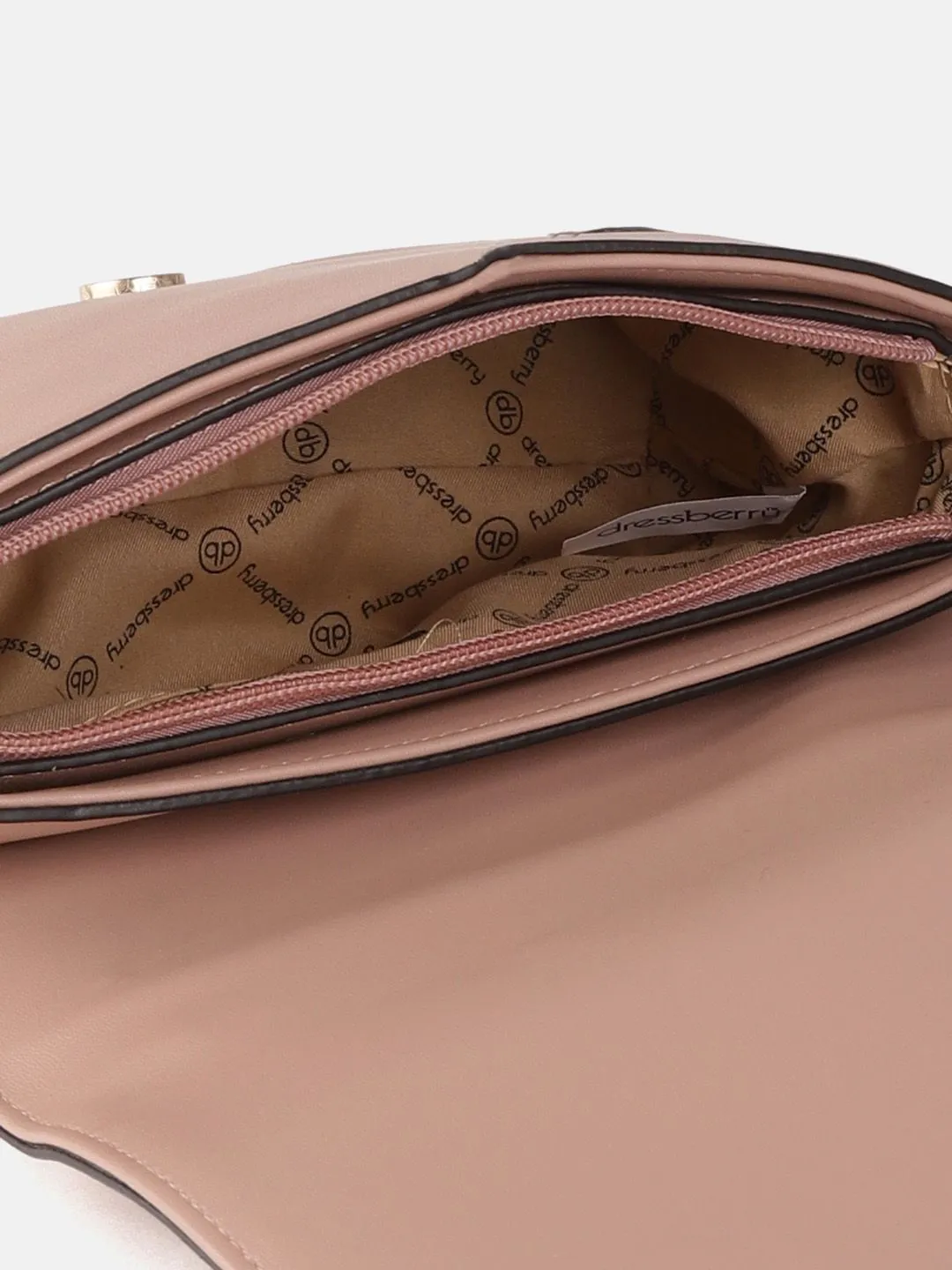 DressBerry Dusty Pink Solid Satchel Bag with Detachable Sling Strap