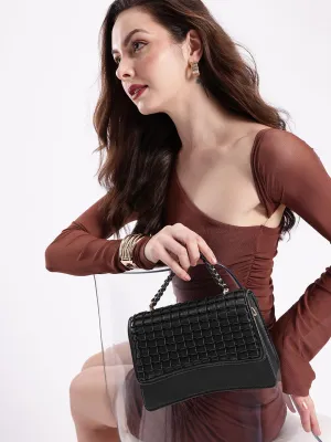 DressBerry Structured Satchel Textured with Quilted Detail