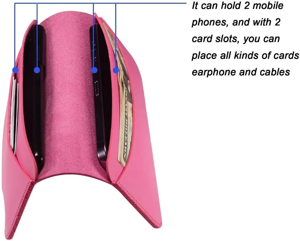 Dual compartment mobile phone bag wallet style business clutch, unisex bag