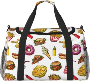 Duffle Bag for Travel, Cute Food Ketchup Potato Chips Weekender Overnight Duffel Bag, Carry On Bag Gym Bag for Women Men, Personal Item Travel Bag