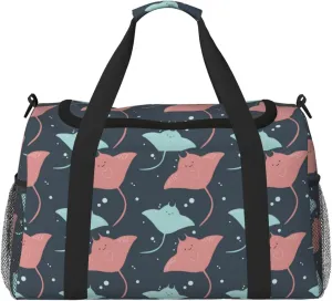 Duffle Bag for Travel, Cute stingray Weekender Overnight Duffel Bag, Carry On Bag Gym Bag for Women Men, Personal Item Travel Bag