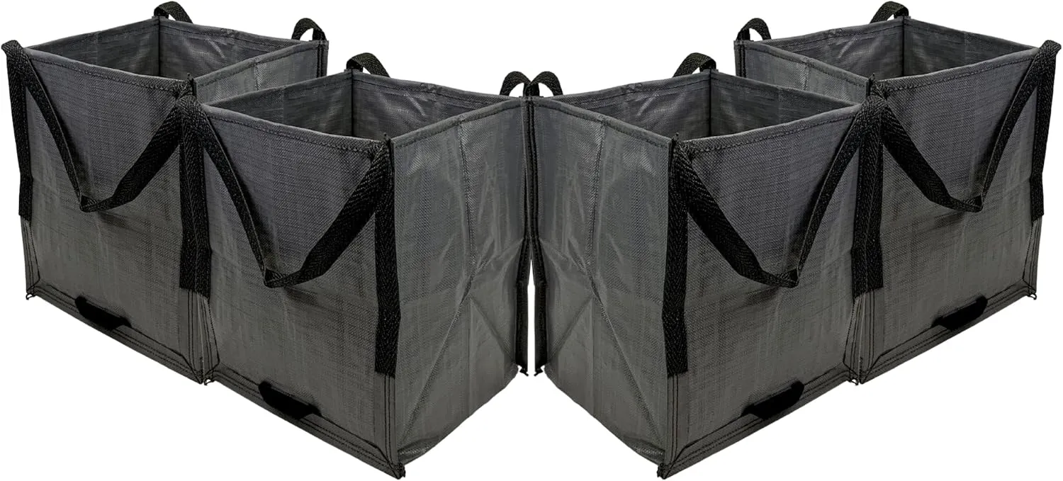 DURASACK Heavy Duty Storage Tote Bag 22-Gallon Rugged Woven Polypropylene Moving Bag, Reusable Self-Standing Design, Holds up to 500 Pounds, Pack of 4, Gray