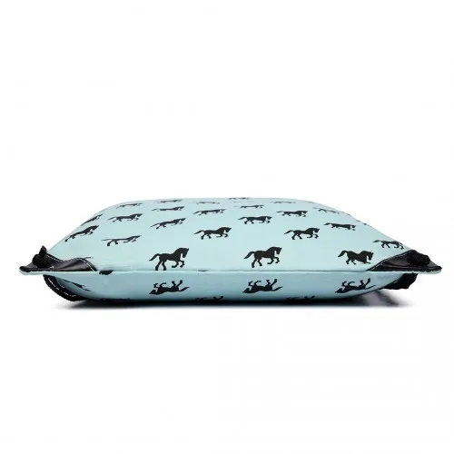 E1406H - Miss Lulu Unisex Drawstring Backpack Horse Blue
