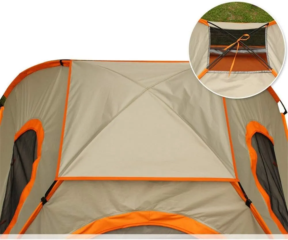 Easy to Assemble Family Tent Outdoor Tent Camping Hydraulic Fit 3-4 Person Lightweight Waterproof Tent Family Sports Mountaineering Hiking Traveling Outdoor Tent (Gold)