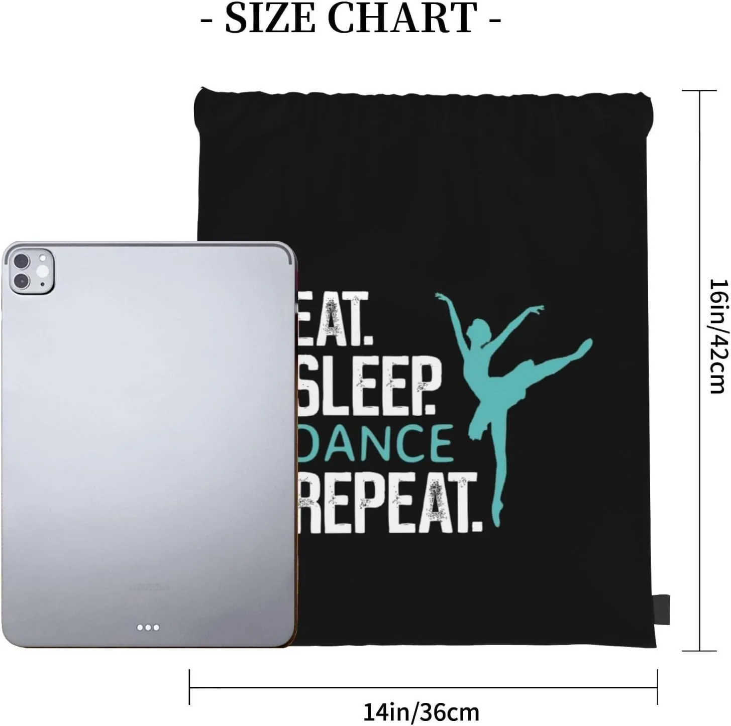 Eat Sleep Dance Repeat Unisex Drawstring Backpack Bag Sport Gym Swim Travel Sackpack