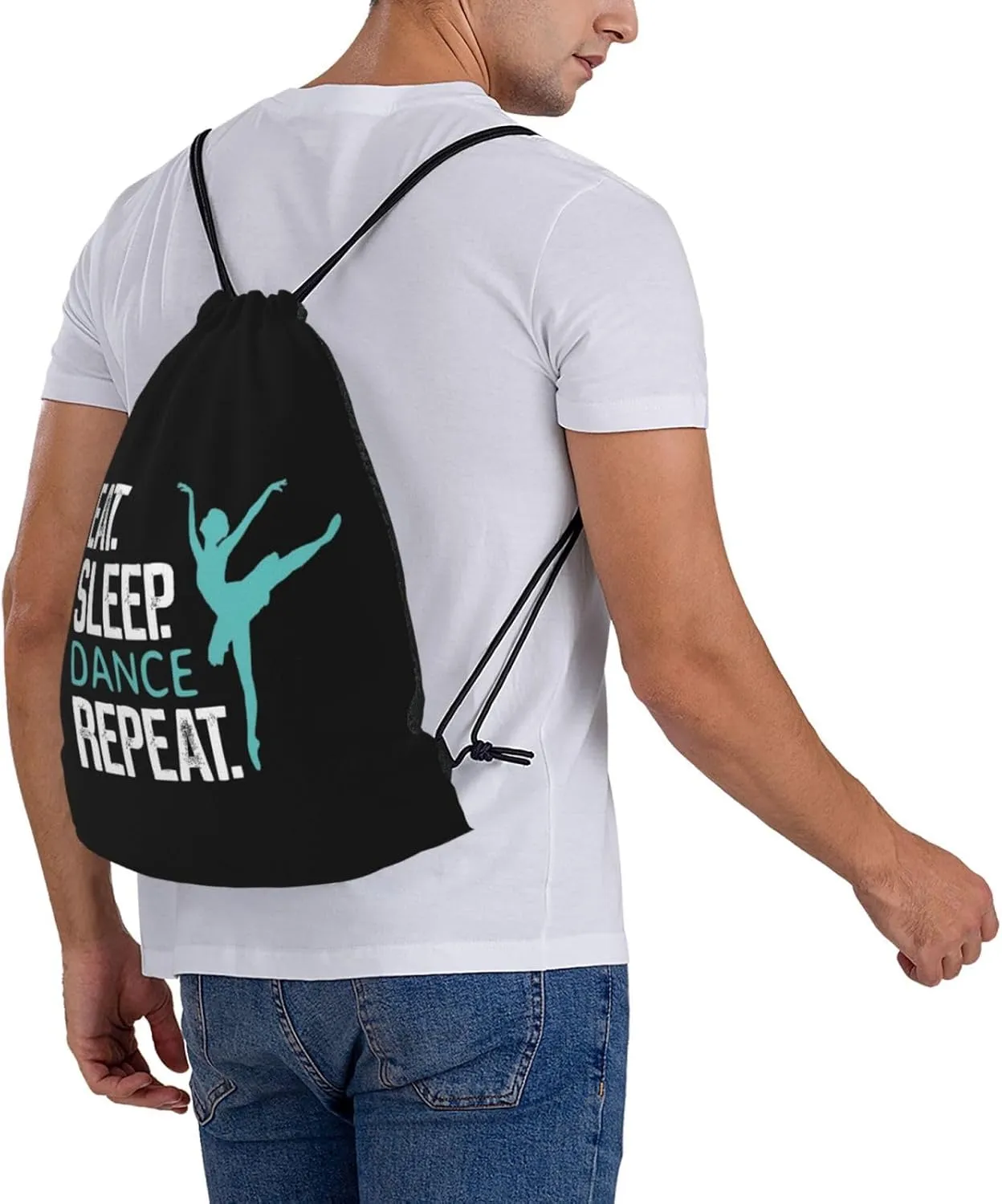 Eat Sleep Dance Repeat Unisex Drawstring Backpack Bag Sport Gym Swim Travel Sackpack