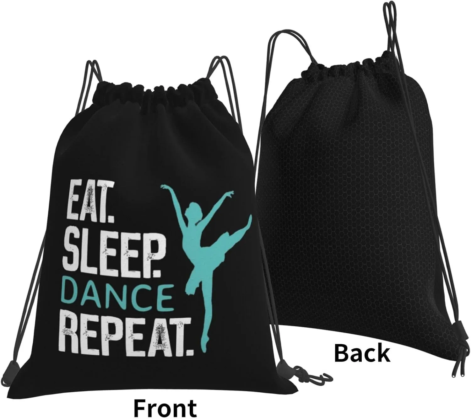 Eat Sleep Dance Repeat Unisex Drawstring Backpack Bag Sport Gym Swim Travel Sackpack