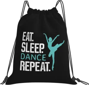 Eat Sleep Dance Repeat Unisex Drawstring Backpack Bag Sport Gym Swim Travel Sackpack
